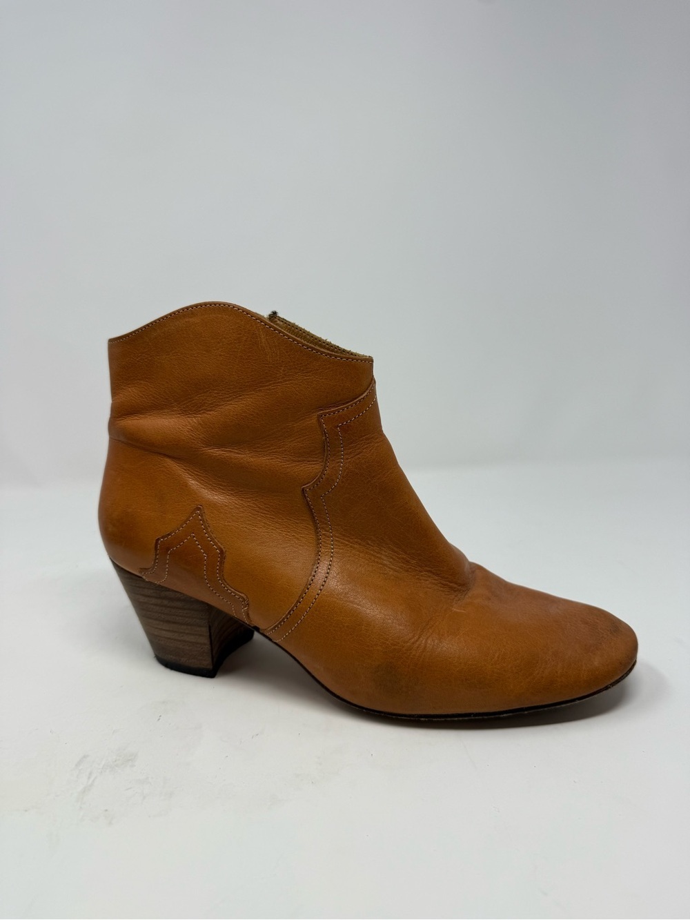 Isabel Marant Dicker Caramel Leather Ankle Boots Size US 8
